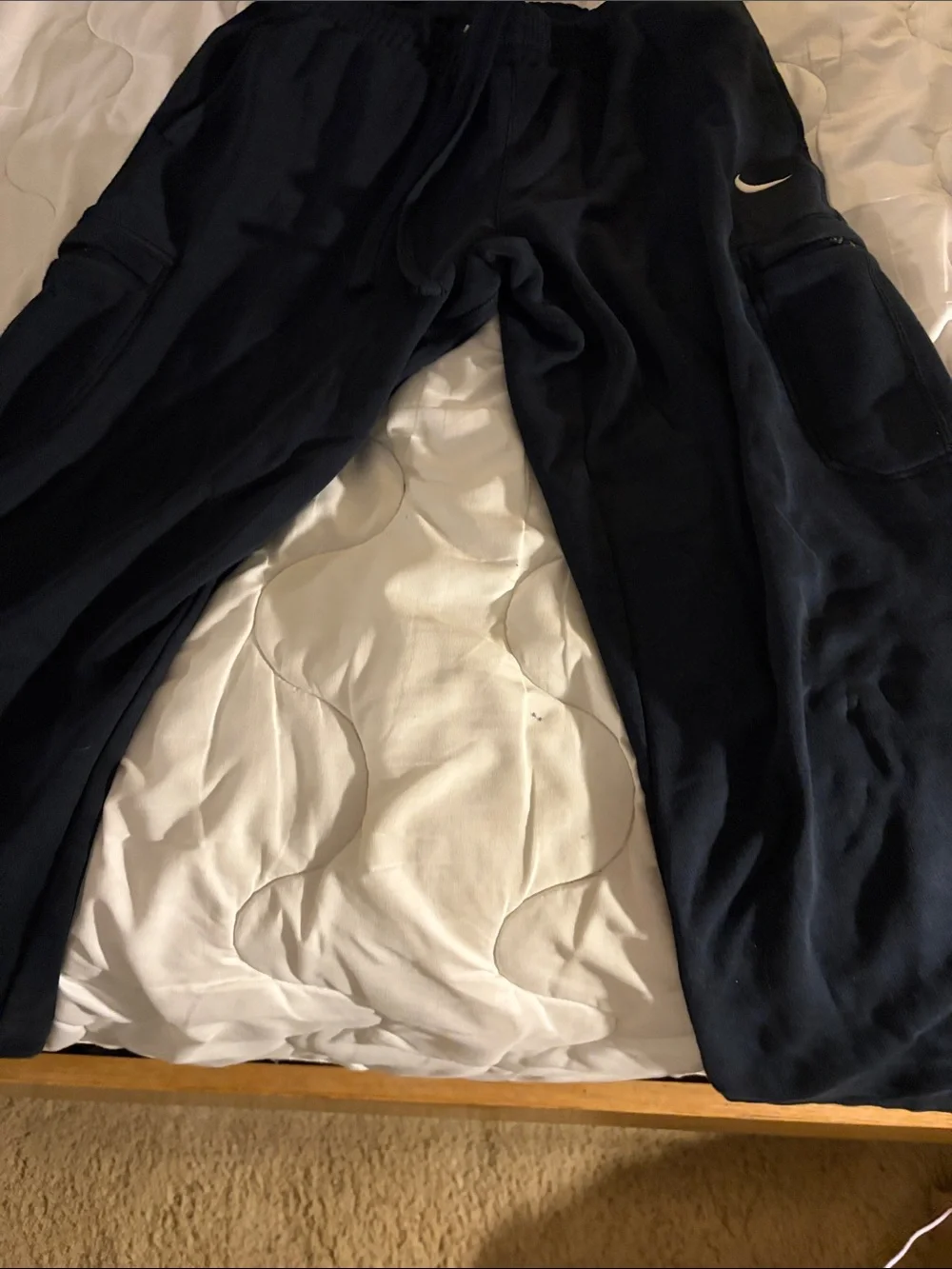 Nike Beige Mens Athletic Shorts with White Swoosh